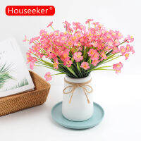 Houseeker จำลองดอกกล้วยไม้เต้นรำพาร์ติชันรั้วตกแต่งผนังแจกันดอกไม้