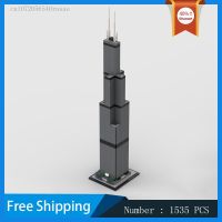 บล็อกตัวต่อ MOC 1:837ขนาด Willis Tower แบบแยกส่วนอิฐ DIY คอลเลกชันสถาปัตยกรรมสร้างสรรค์ชิ้นส่วนของเล่นคริสต์มาส