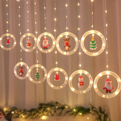คริสต์มาส LED นางฟ้าม่านแสงสตริงหน้าต่างพวงมาลัยปีใหม่โคมไฟตกแต่งวันหยุดกลางแจ้งสวนห้องนอนตกแต่งบ้าน