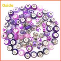 OSIDE 80 PCS โลหะสำหรับตกแต่ง ลูกปัดเรซิน พลอยเทียมเทียม เรซิน สร้อยคอลูกปัดสีม่วง การทำเครื่องประดับ สีม่วงสีม่วง ลูกปัดคั่นลายโลหะ งานฝีมือดีไอวาย