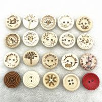 【YF】❈  NEW 20pcs 20mm Wood Buttons Round Monogrammed for Wedding Decoration Sewing Accessories