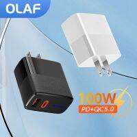 Olaf 100W ชาร์จเร็ว3.0 USB ชนิด C 2พอร์ตอะแดปเตอร์ติดผนังสำหรับ iPhone