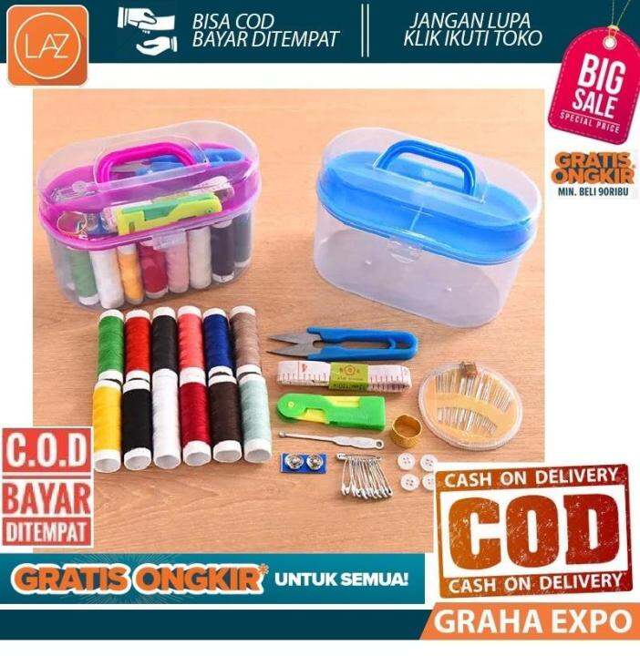 Sewing Kit Box Kotak Peralatan Menjahit Set Jahit Dengan Benang Import
