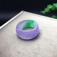 Burma Ice Colorful Jade Rings Men Women Healing Gemstone Jewelry Purple Green Two-color Jadeite Myanmar Emerald Jades Band Ring