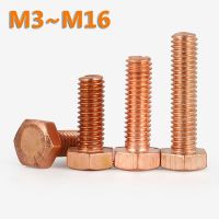 M3M4 M5 M6 M8 M10 M12 M16 T2 Pure Copper Outer Hexagon Screw Conductive Red Copper Purple Copper Conductivity Bolt Double Head U Nails Screws Fastener