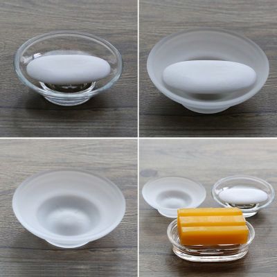 Soap Dish Round Glass Storage Box Clear Holder Accessories For Shower Bathroom Hotel Soap Dishes