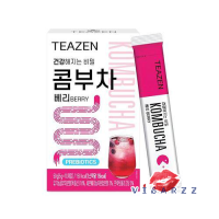 (สีชมพูรส Berry) Teazen Kombucha เครื่องดื่มชาหมักในรูปแบบผง ทานสะดวก รสอร่อย หวานอมเปรี้ยว ที่ได้จากการหมัก ชาดำ หรือ ชาเขียว มีพรีไบโอติก ,แลคโตบาซิลัส 12 ชนิด, วิตามินบี, เอนไซม์ และ โปรไบโอติก ที่มีประโยชน์อระบบย่อยอาหาร และช่วยปรับระบบขับถ่ายให้สมด