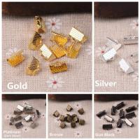 Metal Crimp Beads Cover Clasps Cord Ends Caps 6/8/10/13/16/20/25/30mm Silver Color Ribbon Leather Clips for Jewelry Making