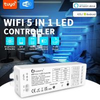 ◐♘✿ Aubess WiFi 5 In 1 LED Strip Controller 5CH RGB RGBW CCT Dimmer For LED Strip Light Voice Control Works With Alexa Google Home