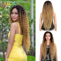 Magic Synthetic Lace Wig Kinky Curly Wigs Omber Blonde High Temperature Fiber Curly Hair Wigs For Black Women Cosplay [ Hot sell ] Decoration Center