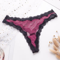 Ultrathin ชุดชั้นในสตรีโปร่งใสลูกไม้ทองสี-Blocking Lady T-Panty Temptation หญิง Tanga