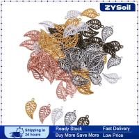 ZYSoil จี้ลูกปัดสำหรับทำเครื่องประดับแบบ DIY ใบไม้ใบไม้สไตล์วินเทจโบราณ75ชิ้น