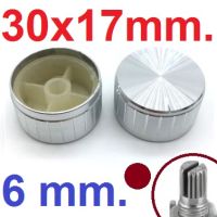 ลูกบิด 30x17mm. Silver Aluminum Knobs Caps Plum Shaft for rotary encoder potentiometer volume control ลูกบิดโวลุ่ม วอลลุ่ม