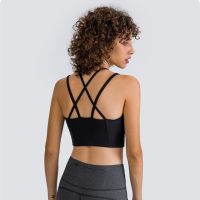 Women Fitness Bra Tight Yoga Vest Sports Tank Top Clothing Breathable Shoulder Straps Cross Beauty Back With Removable Chest Pad