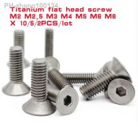 2/10Pcs M2 M2.5 M3 M4 M5 M6 M8 TA2 Pure Titanium Gr2 Hexagon Hex Socket Head Flat Countersunk Allen Bolt Screw L 3-60mm DIN7991