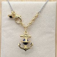 VIVIENNE WESTWOOD High Version Gold and Silver Two-Tone Anchor Saturn Necklace--B8339 Navy Wind Star INS