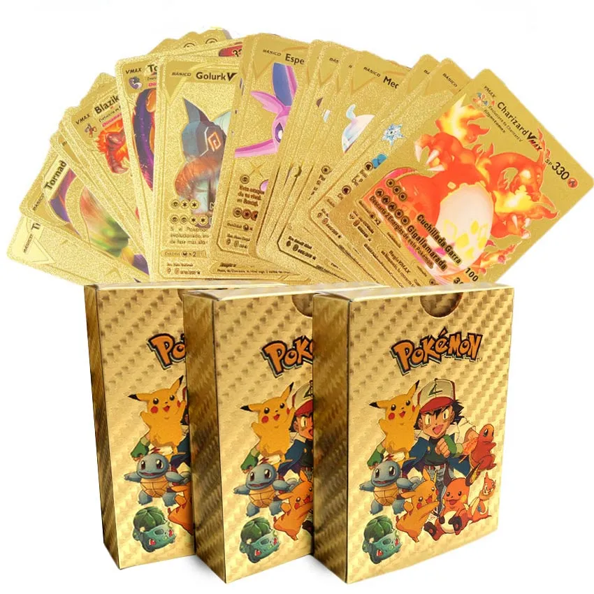 One Pcs Original Cartas Pokemon Cards Metal Toy 88x63mm Cartoon