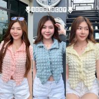 ?GoodLucky?(Waffle) เสื้อครอปคอปก ผ้าวาฟเฟิลน่ารัก ลูกคุณหนูสุด ? รุ่น วาฟเฟิล