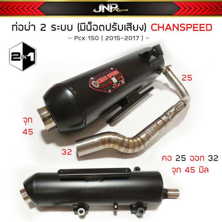 ท่อผ่า-pcx-click-ชาญสปีด-ปี2015-2017-คอไล่สปริง-chanspeed-จุก38มิล-งานสวยๆ-pcx-2015-click-2015