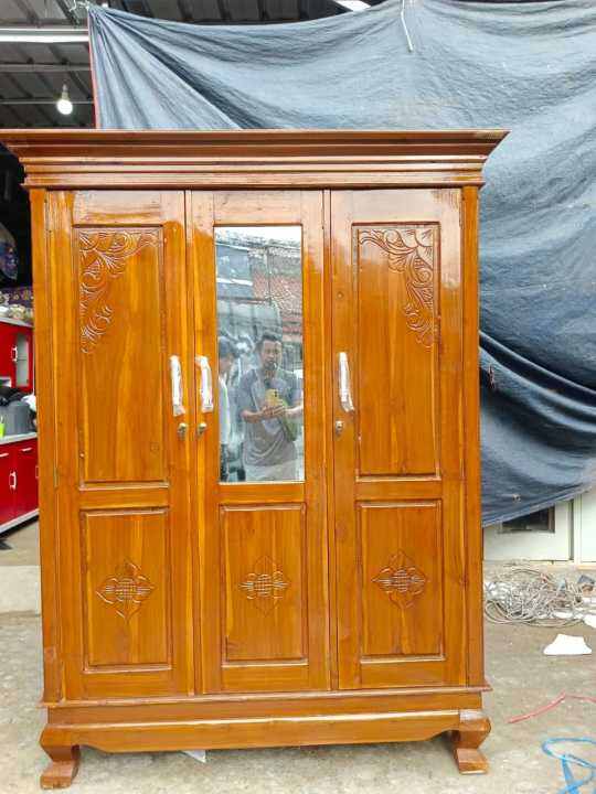 Lemari Kayu 3 Pintu (Lemari Pakaian 3 Pintu Kayu) | Lazada Indonesia
