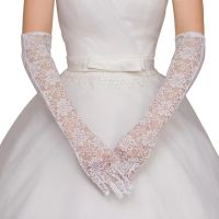 ◎❏ Women Bridal Gloves Elbow Length Full Finger Lace Wedding Accessories Prom Party