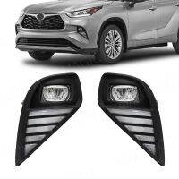 ∈◕◑ For Toyota Highlander 2021 2022 DRL Fog Light Led Daytime Running Lamp Daylights Dual Colors White Yellow Wires Switch Accessory