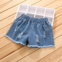 Kids Short Pants Girl Fashion Thin Denim Solid Childrens Casual Cotton Baby Cute Girls Clothes Elastic Waist Shorts New Summer Hot Sales