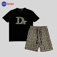 【July hot】 NASA summer t-shirt sports 2023 new European station all-match half-sleeved large size casual suit