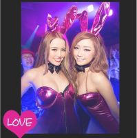 Special price conjoined sexy elastic patent leather rabbit clothing bar club stage performance outfit bunny girl ears