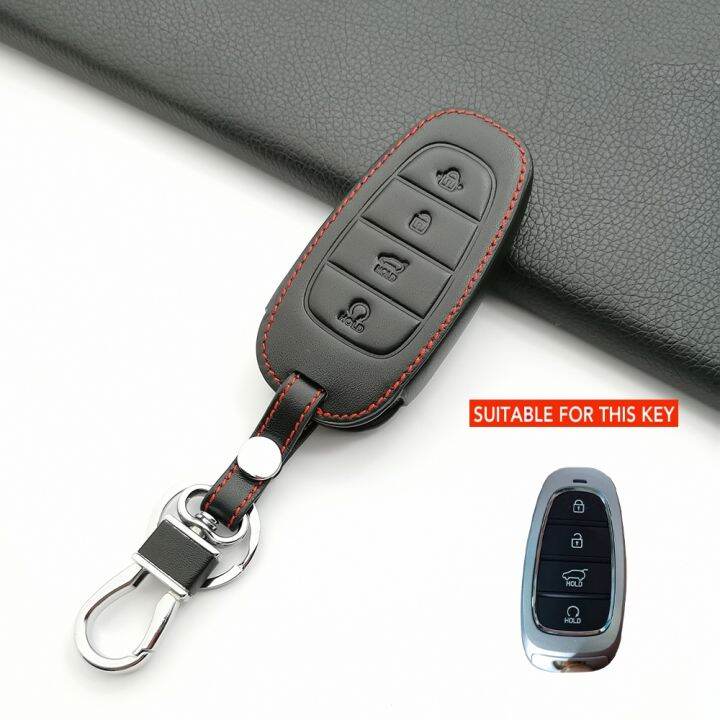 leather-car-key-case-for-hyundai-palisade-grandeur-azera-elantra-gt-kona-2018-2019-smart-remote-fob-protector-cover-accessories
