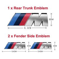 3Pcs BMW M Badge Metal Tri Color Emblem Sticker,Rear Trunk Fender Side Emblem Badge Decal Compatible for All BMW Series yang