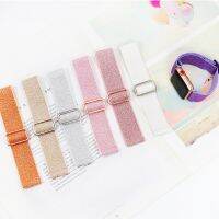 rfgykdtg Elastic Nylon Smartwatch Strap for Apple watch band 38 40 42 44mm knitted Bracelet bling Ajustment Series 3 4 5 6 se 7 41 45mm