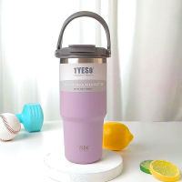 จัดส่งจากกทม? แก้วเก็บความเย็น600ML Tyeso แบบใหม่มีที่จับ หูหิ้ว Tyeso แก้วกาแฟ แก้วสแตนเลส304 แก้วเก็บอุณหภูมิร้อน-เย็น