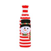 2Pcs Decorations Striped Knitted Wine Bottle Cover Christmas Wine Bottle Cover for Christmas Decoration