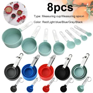 8pcs Stainless Steel Measuring Cups Spoons Kitchen Baking Cooking Tools Set, Blue
