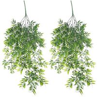 6 Pack Hanging Artificial Plants Bamboo Faux Hanging Bamboo Leaves Weeping Drooping Plant for Indoor Outdoor Wall Home