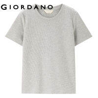 ➦Giordanoผู้หญิง Giordano เสื้อยืดคอกลมแขนสั้นทรงสลิมแขวนคอสูงขนาดเล็ก 13321015