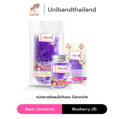 Uniband หนังยางรัดผม ไม่กินผม ไม่ดีดขาดง่าย TPU Basic Size : Blueberry