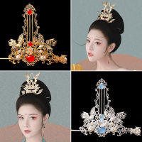 Unisex Golden Silver Hanfu Hair Crown Hair Accessories Crown Princess Headdress Empress Head wear Bun Hairpin