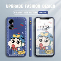 เคสโทรศัพท์สำหรับ OPPO A18 A38การ์ตูน Shin-Chan Action Kamen เคสโทรศัพท์ดีไซน์ด้านข้างลายขอบสี่เหลี่ยมของเหลวปลอกซิลิโคนคลุมทั้งหมดเคสกล้อง