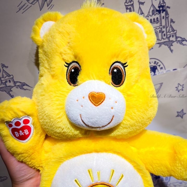 ตุ๊กตาหมีแคร์แบร์-สีเหลือง-carebers-บิ้วอะแบร์-build-a-bear-workshop-สินค้ามือสองจากอเมริกา