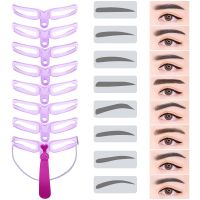 8pc/lot Eyebrow Stencil Reusable Eyebrow Shaper Brow Stamp Template Eyebrows Shape Set Eye Brow Makeup Tools and Accessories