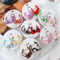 卐☽ 4PCS Girls Elastic Hair bands Cartoon Small Hair ring Hair accessories Cute Fruit Animal Flower Kids Ponytail fixed Headwear