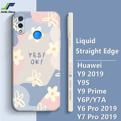 JieFie ดอกไม้โทรศัพท์สำหรับ Huawei Y9 2019 / Y9S / Y9 Prime / Y6P / Y6 Pro 2019 / Y7 Pro 2019 / Y7A แฟชั่นที่มีสีสันจับคู่นุ่ม TPU ตรงขอบ