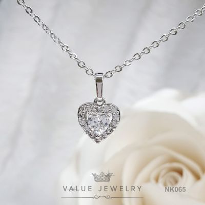 🎁โปรพิเศษ🎁 Value Jewelry NK065 กว้าง1cmยาว1.6cmสร้อยยาว45cm สร้อยคอ จี้ แฟชั่น ขายดี ส่ง เพชร CZ คริสตัล 🎁ราคาถูก ทอง ทองคำแท้ สร้อย แหวน กำไร สร้อยคอ เครื่องประดับ เพรช หยก