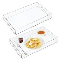 Clear Serving Tray Spill Proof Acrylic Home Organizer Tea Coffee Dessert Plate Kitchen Organization Hotel Accessories Baking Trays  Pans