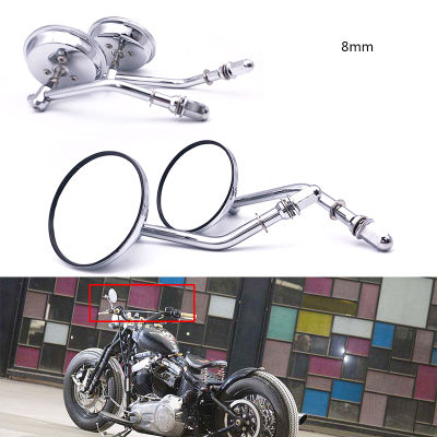 ROAOPP 2PcsPair Retro Motorcycle Mirrors Back Side Convex Mirror 8Mm For Harley Sportster 883 1200 Iron 883 Softail Dyna Fatboy