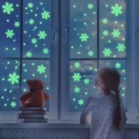 ■✠ Christmas Windows Decoration Glowing Snowflakes Luminous Stickers For Kids Children Room Decor Accessories Phosphor Stickers Set