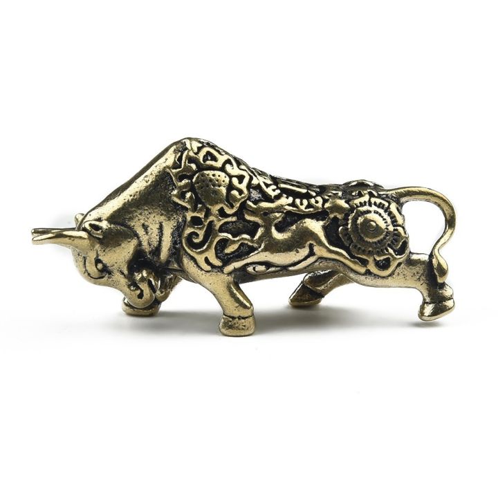 รูปปั้นวัวทองแดงขนาดเล็ก-รูปปั้นตั้งโต๊ะทำด้วยมือ