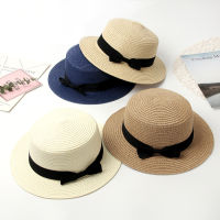 [hot]Straw Hat Women Summer Hat Beach Ladies Casual Flat Brom Bowknot Panama Hat Breathable FashBreathable Fashion Sun Hats For Women